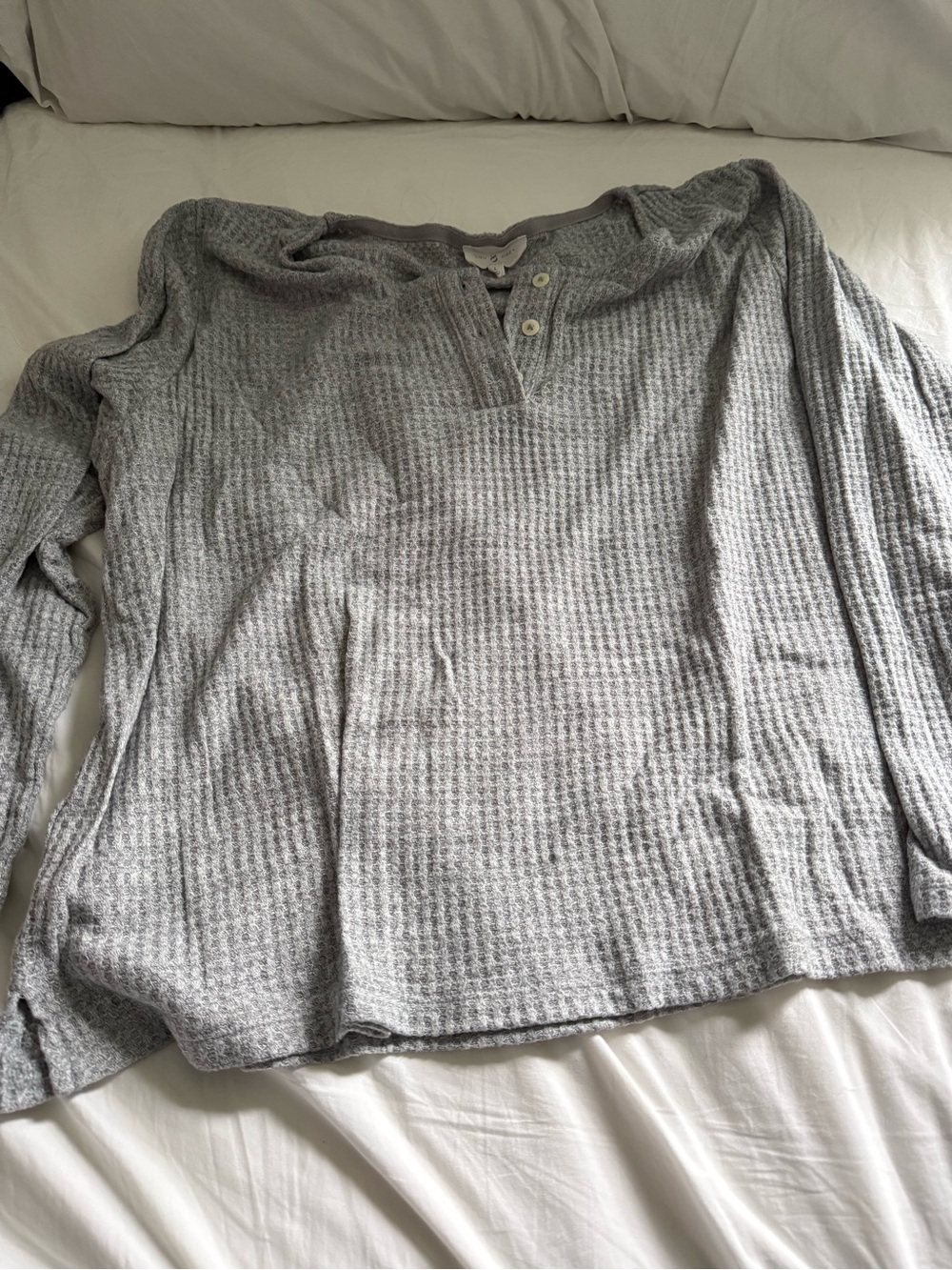 Lou & grey Cozy Grey Waffle Knit Henley Top & pants size large